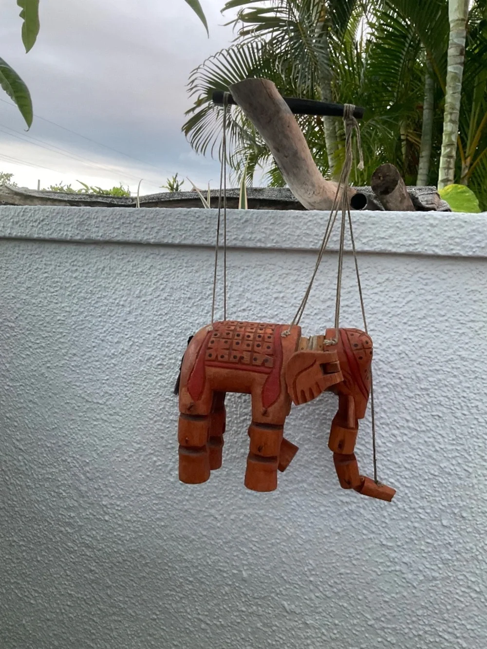 VTG Handmade Wooden Marionette Elephant